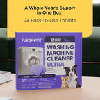 Washing Machine Cleaner Tablets Ultra – 40% Stronger Formula: Designed for Pet Owners, Removes Residue, Grime & Odors, Compatible with HE, Top & Front Load, 24 Pack – 12 Month Supply