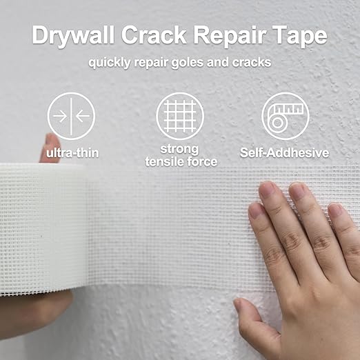 2Rolls Drywall Joint Tape, 2 Inch x 294FT, Self-Adhesive Drywall Mesh Patch for Crack Repair