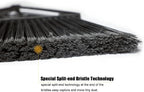 Heavy Duty Broom Outdoor and Indoor, 2 Pack Commercial Angle Brooms with Longer Handle, Perfect Black Broom for Garage, Kitchen, Courtyard, Restaurant