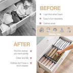 Wardrobe Clothes Organizer, 7 Grids Washable Portable Closet Organizer Mesh Separation Storage Box Foldable Closet Drawer Organizer for Underwear, Socks, Scarves, Jeans (Grey, 4 Jeans Grid)