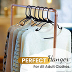 Our Modern Space 100 Pack Adult Plastic Hanger for Shirt Pants Coats Dresses Skirts Suits Jackets - Standard Thick Coat Hanger - Sturdy & Durable Design with Shoulder Grooves Hook - Black