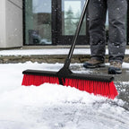 2PK 24" Push Broom Outdoor with 63" Long Handle and Stiff Bristles, Heavy Duty Outdoor Broom Brush for Workshop, Garage, Concrete, Patio and Deck Floor Sweeping