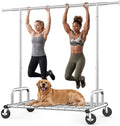 HOKEEPER Heavy Duty Clothes Rack Load 525 LBS, 75''W Adjustable Garment Rack, Rolling Clothing Rack for Hanging Clothes with Lockable Wheels, Portable Collapsible Closet Rack for Bedroom Laundry Room