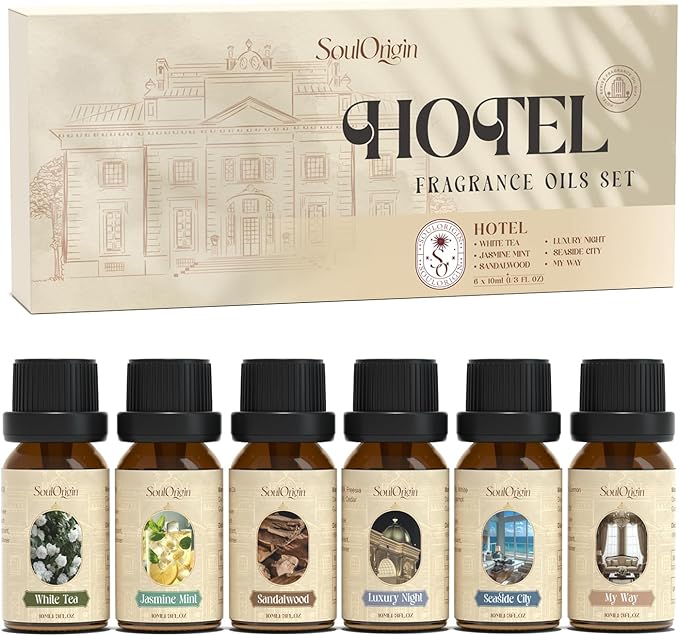 Hotel Fragrance Oils Set, Essential Oil Gift Set for Diffuser, Hotel Scent Diffuser Oil, Diffuser Scents Oil for Home, White Tea, Jasmine Mint, Sandalwood, Luxury Night, Seaside, Myway