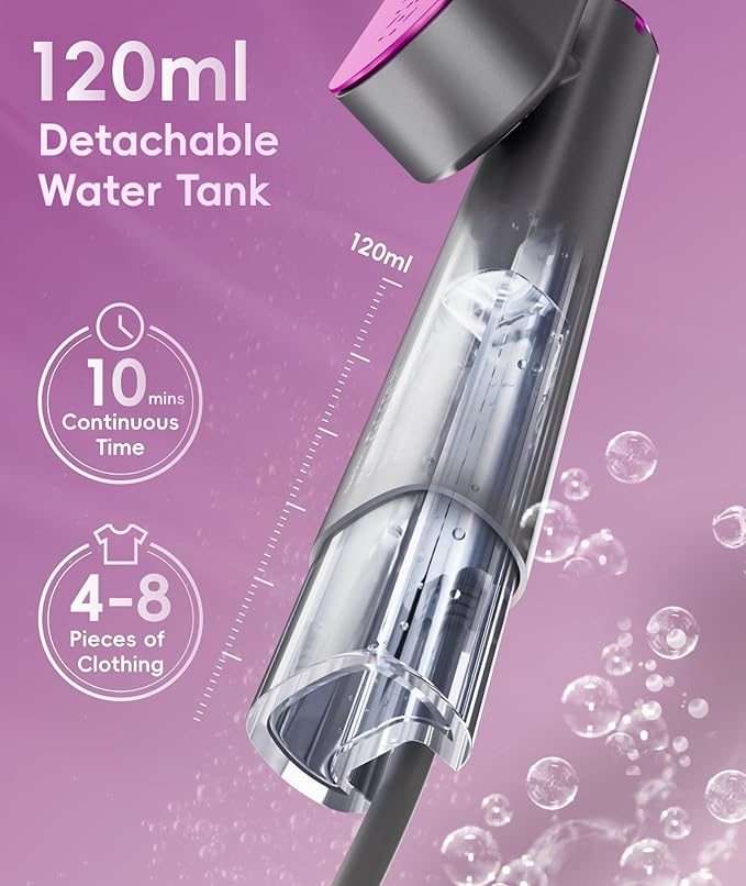 Travel Steamer for Clothes, 100-240V Dual Voltage Portable Garment Steamer, 1000W Travel Size Handheld Steamer & Iron 2 in 1 for Global & Europe Travel, Business, Home, Space Grey