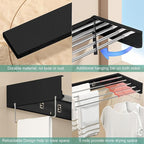 Wall Mounted Laundry Rack, Collapsible Clothes & Towel Drying Rack for Indoor & Outdoor, 60 lb Capacity, 31.5' Wide, 13.5 Linear Ft, Black