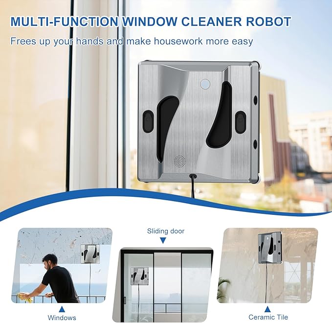 Window Cleaning Robot 6000Pa Suction Power Window Cleaner Robot with 4 Water Spray Intelligent Cleaning with App Control, Perfect for High-Rise Windows, Tiles and Glass Doors