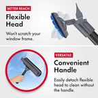 Tyroler 2-in-1 High Window Cleaner Squeegee | 12"-80" Anti-Rust Handle | 100% Silicone Scratch Free for Superior Durability and Protection