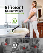 LyriFine Electric Spin Scrubber, 2024 New Full-Body IPX7 Waterproof Bathroom Cleaner Brush, Shower Scrubber with Long Handle & 2 Speed, Heads Replacement, Cleaning Supplies for Tub Shower Tile Floor