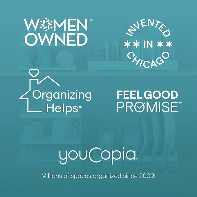 YouCopia StoreMore Expandable Cookware Rack with Tall Steel Wires, 12.5"-22" Wide Adjustable Pan Organizer for Kitchen Cabinet Storage, Premium Edition