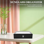 8-Slot Sunglasses Organizer Storage Box with Soft Gray Interior, Hard Eyeglass Display Case for Home and Travel Eyewear Storage