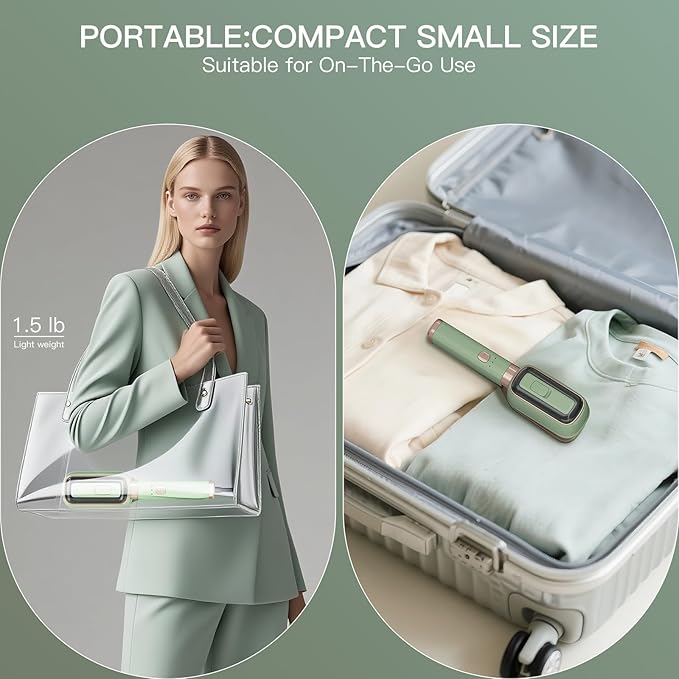 3-in-1 Small Travel Steamer for Clothes 180° Rotatable 1000W Handheld Steam Iron Press Portable Mini Fast 15s Heat-Up Leak-Proof & Anti-Drip Tech 60ml Tank with Measuring Cup for Hotel Home
