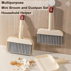 Mini Handheld Broom and Dustpan Set, Small Dust Pan and Brush Set Cleaning for Keyboard, Tabletop, Office Desk, Camping, Gardening, Pet, Car, Tiny Broom with Dustpan Combo for Children Learn Cleaning