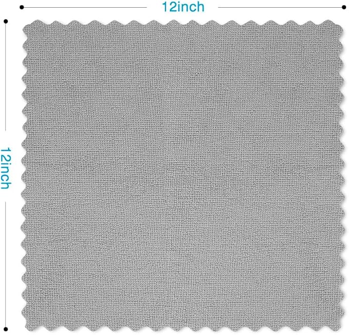 Orighty Grey Microfiber Cleaning Cloth, 100 Pack Highly Absorbent Cleaning Supplies, Lint Free Kitchen Towels Cleaning Rags, Microfiber Towels for Cars, House, Window, 12x12 inch