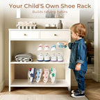 Clear Acrylic Kids Shoe Rack for Closet Organizers and Storaget, Baby Shoe Storage Small Shoe Rack 4 Sections Kids Shoe Organizer Stackable,Desk File Sorter Book Purse Organizer 2PC