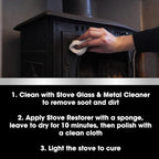 Furniture Clinic Stove Care Kit – Clean & Restore Log Burners, Grates, & Fireplaces | Removes Soot & Dirt | One Bottle Glass & Metal Cleaner + Stove Polish | 500ml / 17 Fl Oz Each Bottle