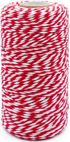 Cotton Twine Red and White Baker String 2mm Thick 328 Feet Christmas Twine for Gift Wrapping DIY Crafts Home Decoration Gardening
