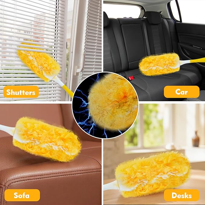 Duster Refill Compatible with Swiffer Duster, Heavy Duty Duster Refills Kit for Cleaning Dusting, Multi Surface 360 Feather Duster, 20 Count Disposable Refills with 1 Handle