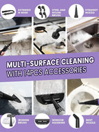 Pressurized Handheld Steam Cleaner with 14 PCS Accessories & Safety Lock, 1200W Multi-Surface Steamer for Cleaning, Chemical-Free Steam Cleaner for Home, Car, Bathroom, Kitchen, Tile & Grout