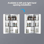 Sunrosa Medicine Cabinet with Mirror, 16" W x 31.5" H, 1 Door, Wall-Mounted & Recessed Bathroom Medicine Cabinet with Tempered Glass Mirror