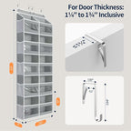 Yecaye 5-Tier Over The Door Organizer Dual-Column, 80lbs Load Over the Door Storage of 10 Compartments, Heavy Duty Door Organizer Hanging for Bedroom Closet Nursery Bathroom Pantry, Gray, 2 Pack
