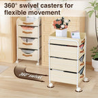 DIMJ Closet Organizers and Storage 4 Tier - Fabric Clothes Drawer Storage Bins, Stackable Rolling Storage Cart with Wheel, Small Dresser for Closet Bedroom Nursery Office
