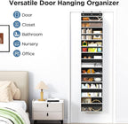 Over The Door Organizer, 7 Tier Door Hanging Organizers with 7 Large Pockets 12 Side Pockets, Behind Door Storage Hanging Shelves for Closet Bathroom Bedroom Nursery