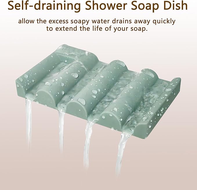 Soap Dish for Shower, Bathroom & Kitchen – Non-Slip, Self-Draining Design to Keep Soap Dry, Extend Soap Life – Easy to Clean, Compact & Durable (Green, 1 pcs)