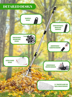 Adjustable Metal Leaf Rake Set Garden Rake for Leaves Long Handle 37"-63" Expandable Head Gardening Tools Set Includes 44 Gallon Bag & Scoop & Gloves Rakes for Lawns Heavy Duty for Yard Lawn Garden