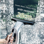 Electric Window Vacuum Cordless, 2200mAh Rechargeable Electric Vacuum Squeegee with 28cm Blade, 150ml Tank & 300ml Spray Bottle, for Windows, Mirrors, Showers, Tiles, Glass Cleaning