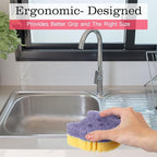 3 Pcs Dual Sided Scrub Sponge Multi Functional Cute Temperature Sensitive Non Scratch Dish Sponge for Washing Dishes Kitchen Bathroom(Cat,Pink, Yellow, Purple)