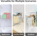 Wall Mounted Drying Rack for Laundry 23.6'', Folding Drying Rack Clothing Wall Mount with 4 Rods, Space Saving for Indoor Outdoor Bathroom Balcony (White, 23.6'')