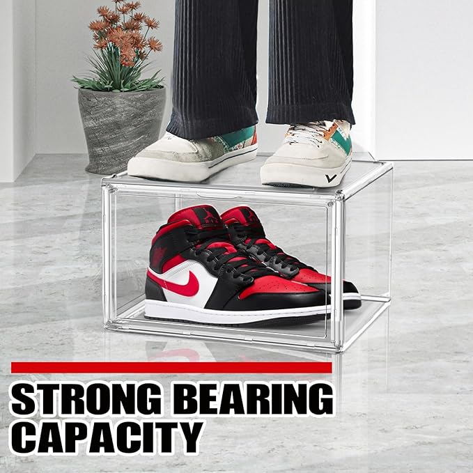 1 Pack Clear Shoe Organizer for Closet Shoes Storage Box for Sneakerheads Plastic Stackable Sneaker Display Case Storage Bins with Lids,Size 14