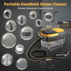 Steam Cleaner, 3-Level Adjustable Handle, 15s Heat-Up, 1.69 Quarts Tank, Portable Steamer for Cleaning with 15 pcs Accessories, Steam Cleaner for Home for Dirt, Grease, Grout, Tile,Floor, Car