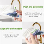 RIMAY Dish Brush with Soap Dispenser Storage Set, Soap Dispensing Dish Brush with 2 Pcs Brush Refills & Holder, Kitchen Dish Washing Wand with Handle for Dishes/Pans/Pots/Sink (White)