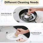 5 Pack Bamboo Dish Brush Set, Wooden Dish Brush with 14’’ Bottle Brush, Natural Kitchen Scrub Brush for Dishes Pots, Pans, Sinks, Woks, Vegetables