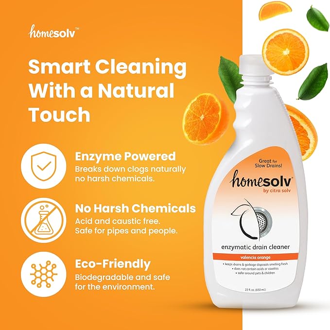 Enzyme Drain Cleaner and Deodorizer - Breaks Down Grease Build Up, Eliminating Odors and Smells, Septic Safe, Non-Caustic Sink Drain and Garbage Disposal Cleaner (22 Fl Oz 3 Pack)