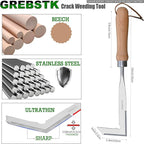 GREBSTK Crack Weeder Crevice Weeding Tool Manual Weeder Beech Handle Lawn Yard Gardening Tool