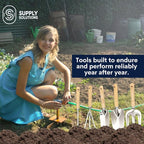 Supply Solutions Gardening Tools - Perfect Garden Tools for Women or Men - Small Heavy Duty Gardening Hand Tools with Trowel, Transplanter, Fork, Rake, and Cultivator - Ergonomic Design Gardening Kit