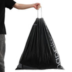 happimess HPM3000V-BLACK 30 Gallon Drawstring Unscented Trash Can Liner for Business Home Kitchen Commercial and Industrial Black (100-Count, 4-Rolls of 25 Liners)
