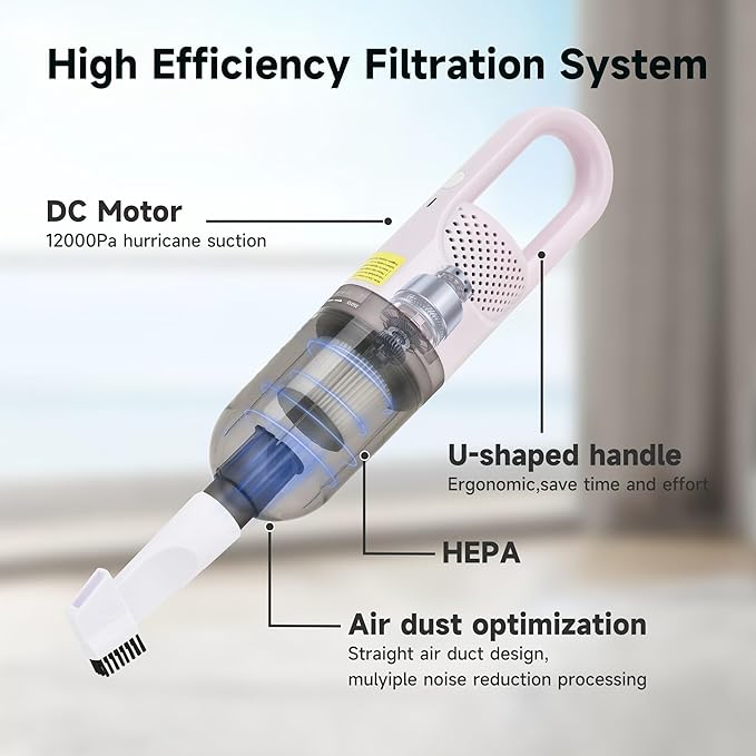 Handheld Vacuum Cleaner,Ultra-Lightweight Mini Portable Vacuums for Home, 6 in 1 Stick Vac Cleaners for Car,Pet Hair(Green Cordless)