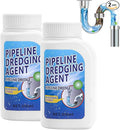 2PCS Powerful Pipe Dredging Agent,Pipeline Dredging Agent,350ml Drain Clog Remover Agent,Unclog Toilet Clog And Kitchen Sink Pipe Unblocker Powder
