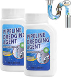 2PCS Powerful Pipe Dredging Agent,Pipeline Dredging Agent,350ml Drain Clog Remover Agent,Unclog Toilet Clog And Kitchen Sink Pipe Unblocker Powder