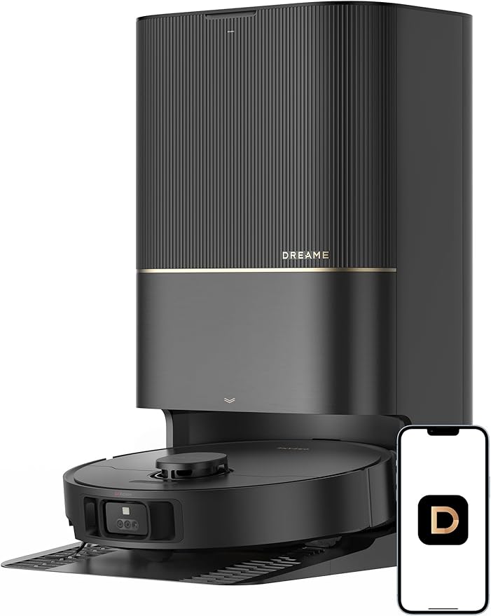 DREAME X40 Ultra Robotic Vacuum with Removable & Liftable Mop, 12,000Pa Suction, Side Brush Extensive Cleaning, 158°F Mop & Washboard Self Cleaning, Auto-Empty, Auto Refill, liftable Brushes