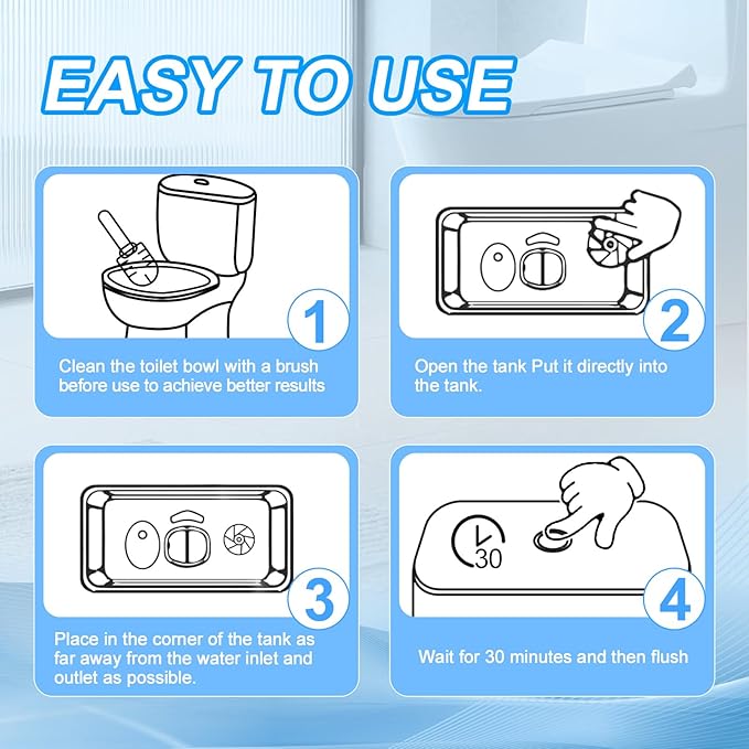 KIISIISO Toilet Bowl Cleaner Tablets 50 PACK, Automatic Bleach Toilet Tank Cleaners, Bathroom Long-Lasting Freshness, Slow-Releasing Powerful Deodorizing & Descaling