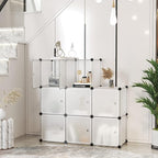 C&AHOME Cube Storage Organizer with Doors, 8-Cube Shelf, Closet Cabinet, DIY Plastic Modular Bookshelf, Storage Shelves Ideal for Bedroom,Living Room,24.8" L × 12.4" W × 48.4" H White USBTM3008B-DOOR