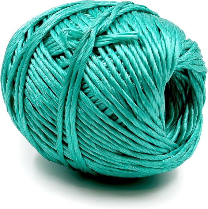 Polypropylene Twine - 5/64" Thick, 164 Feet Long for Bundling, Packaging, Gardening and More, Green