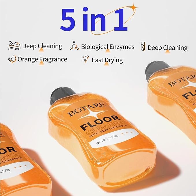 Household Multi-Surface Enzyme Floor Cleaner, Acid-Free Concentrated Mopping Solution for Wood, Hardwood, Laminate, Tile, Marble& Porcelain, Liquid, 17.6 Fl Oz (1 Bottle)