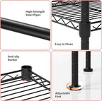 4 Tier Shelving Unit, 176 LBS Per Shelf Height Adjustable Narrow Storage Shelves, Heavy Duty Metal Garage Metal Shelves for Kitchen, Restaurant, Pantry, Laundry, Black