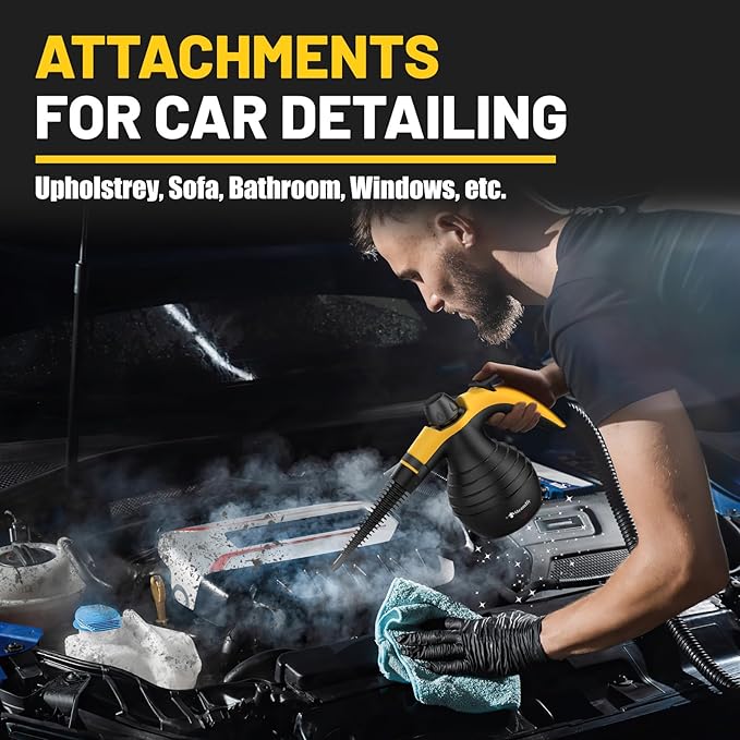 Pressurized Handheld Steam Cleaner with 10pcs Accessories & Safety Lock, Multi-Purpose & Powerful Portable Steamer for Cleaning, Home Use, Car, Bathroom, Shower, Upholstery, Grout, Window, Grease